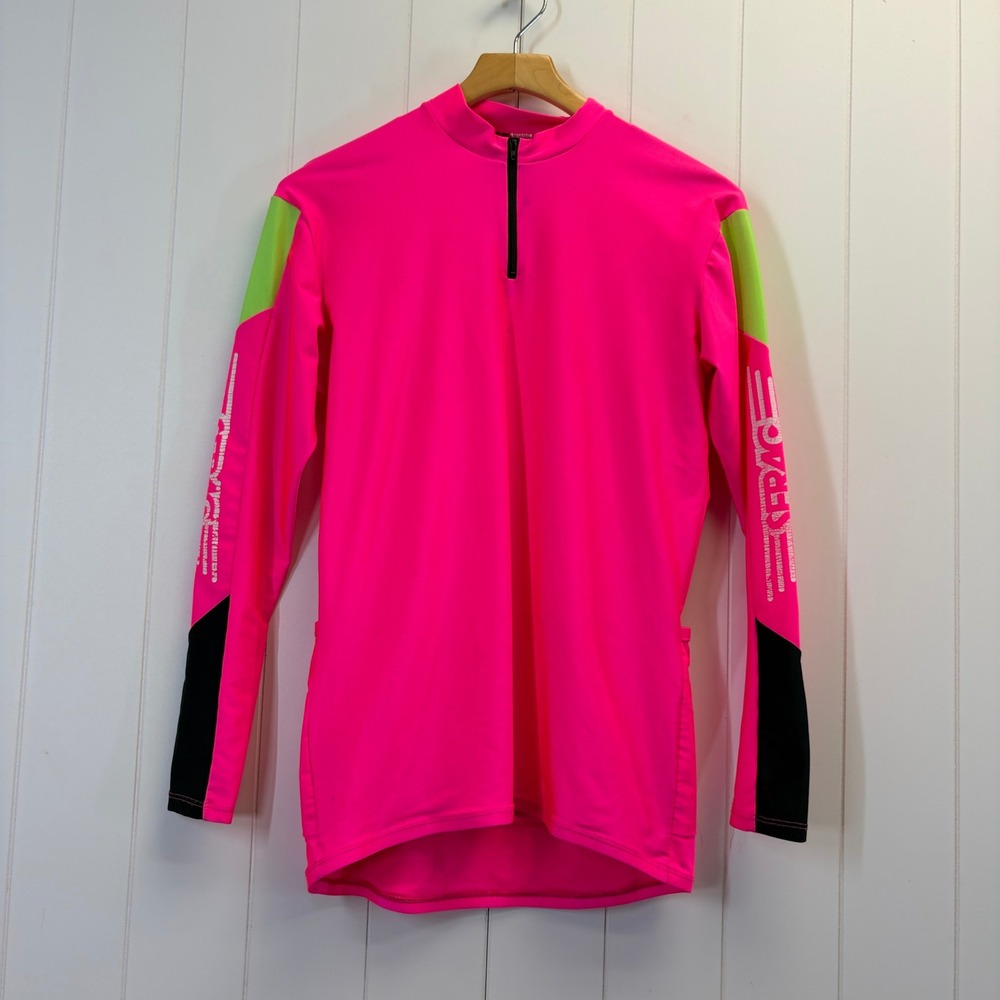 Vintage Serac Y2K 1/4 Zip Cycling Jersey Womens Size M Neon Athletic Dopamine